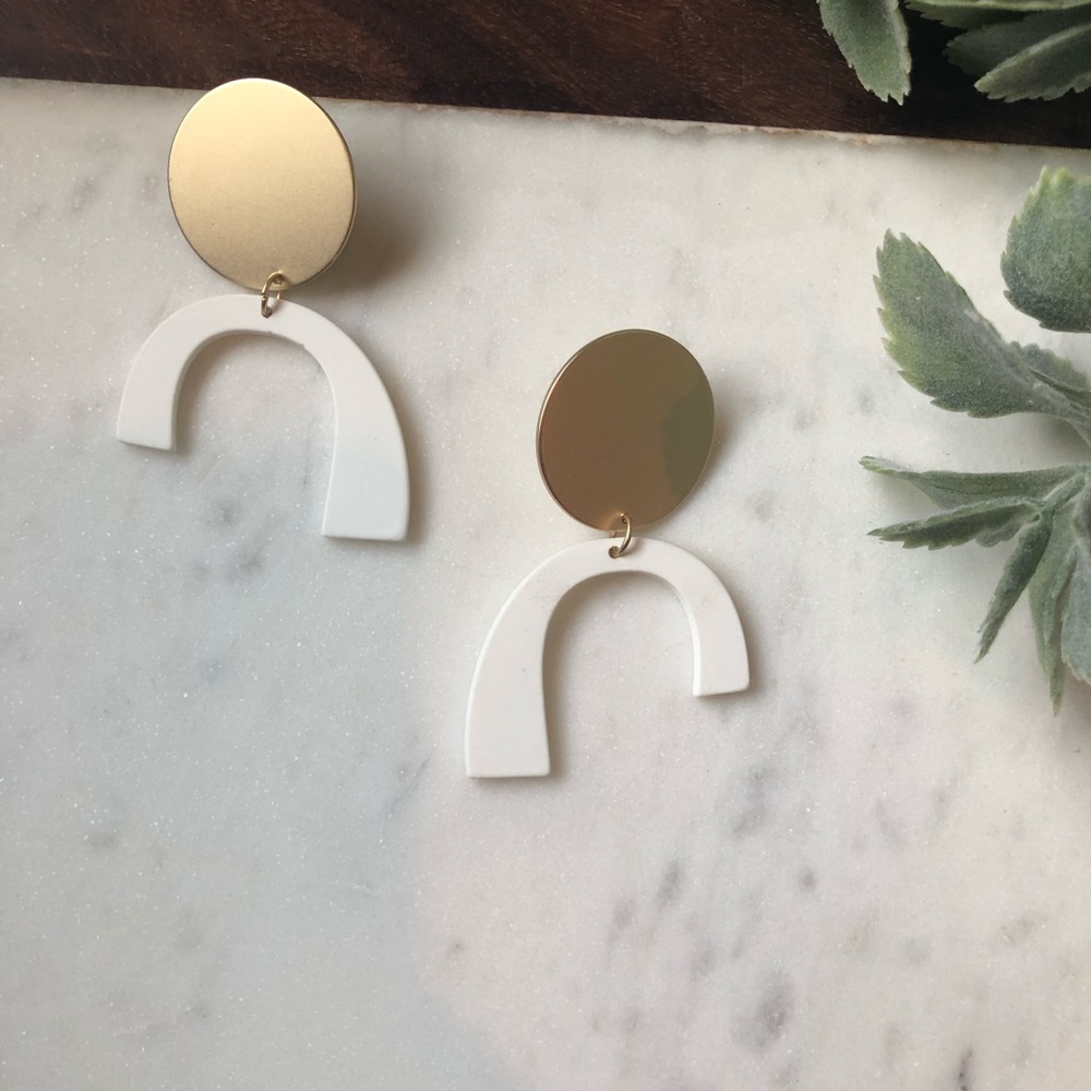 The Ash - Geometric Shape Drop Earrings - Picture 2 of 3